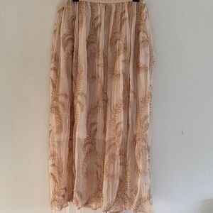 J. Crew Collection Blush Midi skirt  with Leaf Embroidery